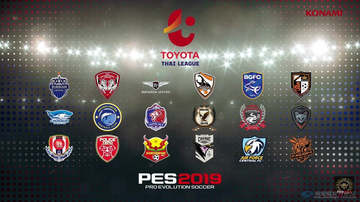 泰国足球超级联赛与泰国队将在PES2019中登